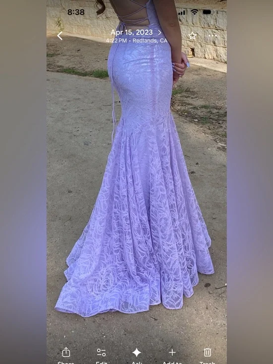 Camilla Lavender Lace Mermaid Dress - Picture 2 of 13